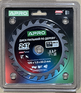 Диск пиляльний для дерева 125х22.2 мм 24Т APRO PRO