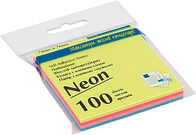 Блок для нотаток 76х76мм, 100арк., декор неон (4 кол. х 25 арк.)BM.2312-97