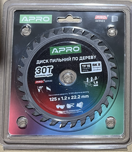 Диск пиляльний для дерева 125х22.2 мм 30Т APRO PRO