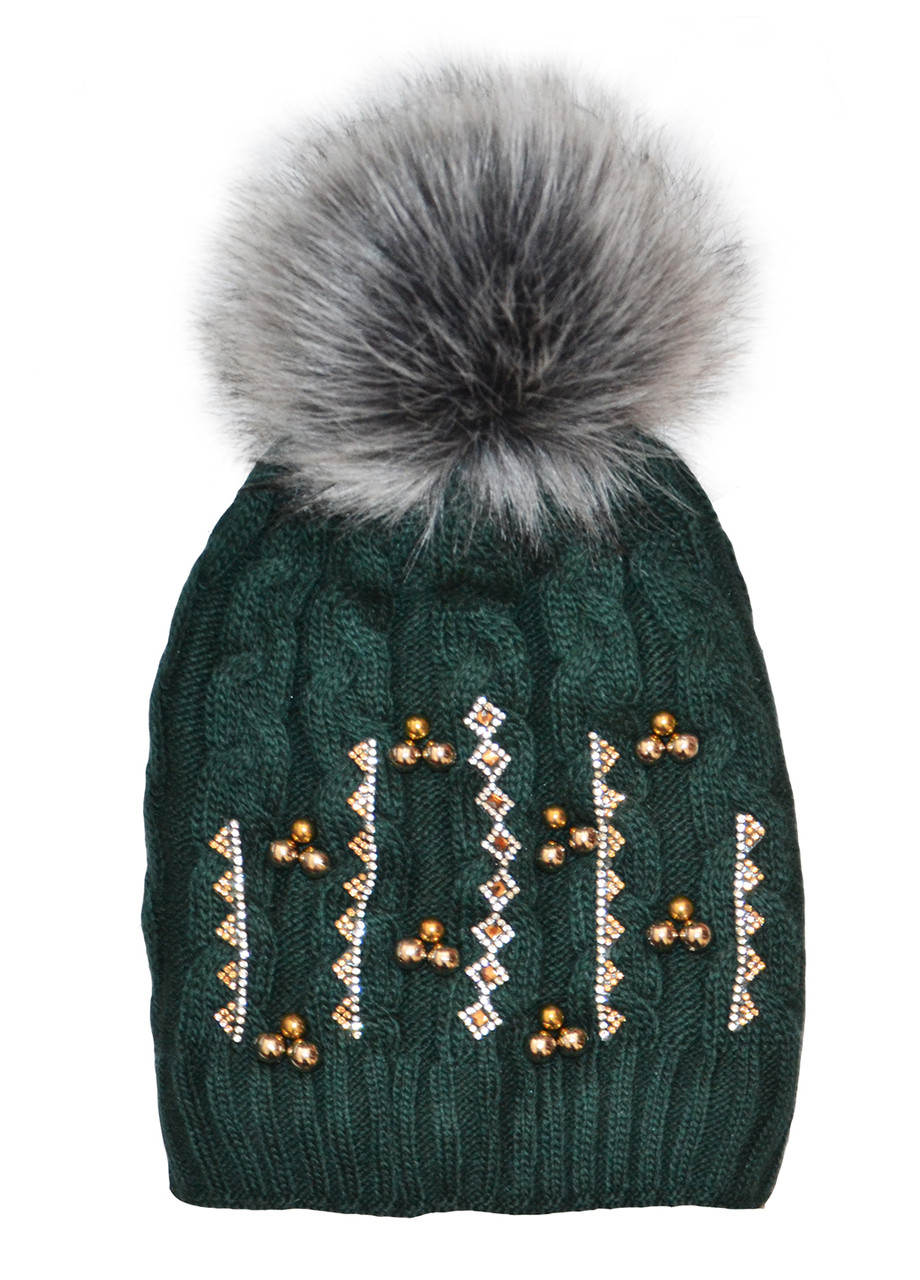 Шапка для дорослих і підлітків на флісі зимова в’язана 52/56см синя