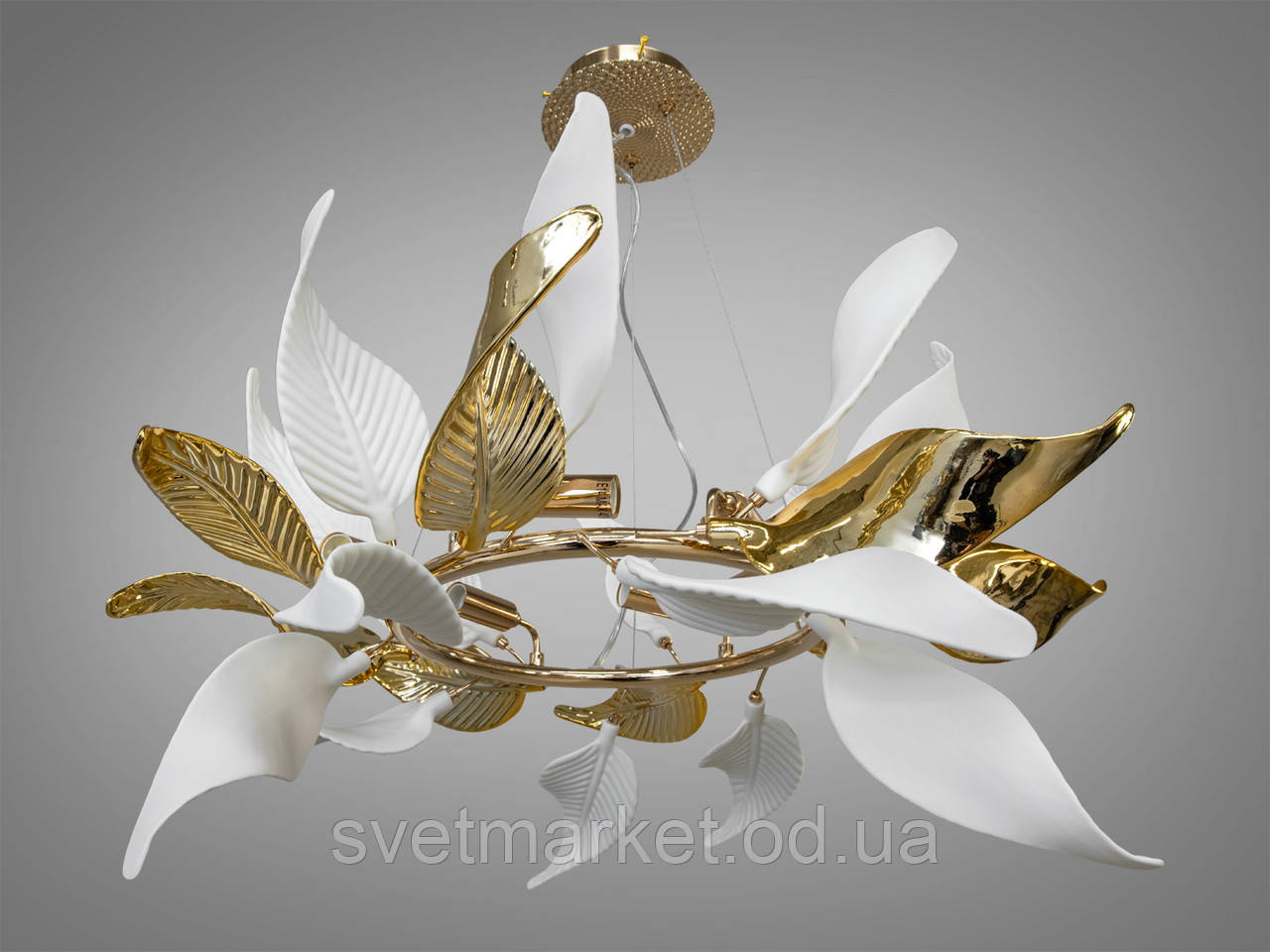 Підвісна сучасна люстра з порцеляновими елементами 7208-6P GD, фото 1
