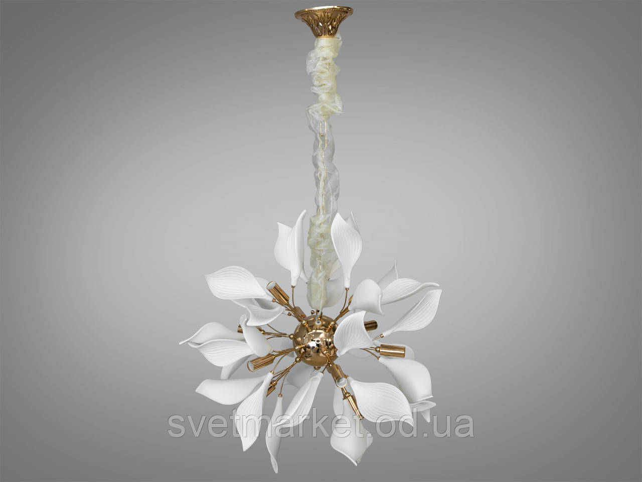 Підвісна люстра з керамічними елементами 7172-12P GD, фото 1