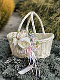 Корзина святкова з білої лози. Арт:40-7, фото 2