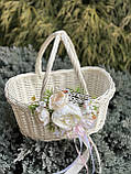 Корзина святкова з білої лози. Арт:40-7, фото 4