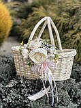 Корзина святкова з білої лози. Арт:40-7, фото 3