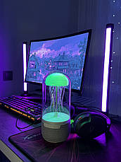 Настільна лампа нічник з Bluetooth колонкою RGB MAX 116S "Медуза" сірий, фото 4