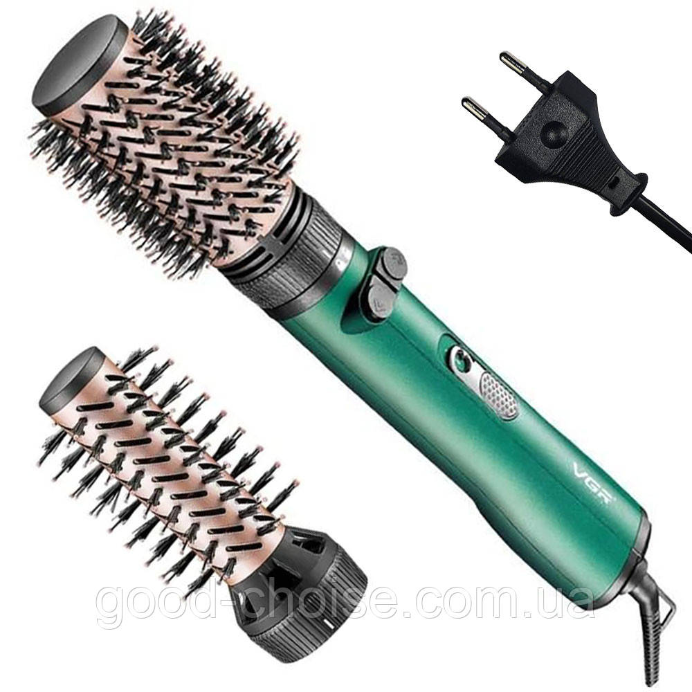 Фен стайлер для волосся 2в1, 2 насадки, 1200Вт, VGR V-498 / Фен щітка для укладання волосся / Фен-браш для укладання, фото 1