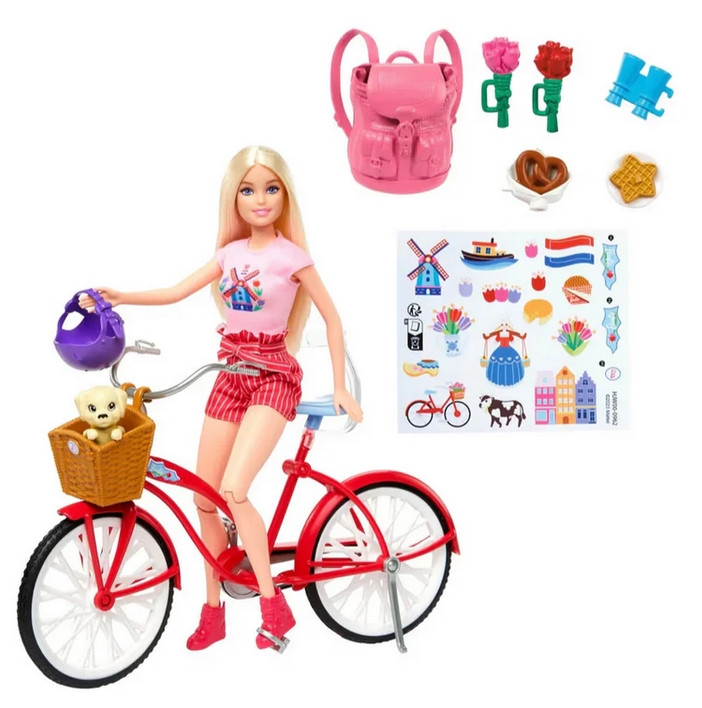 Ігровий набір лялька Барбі на велосипеді Barbie Bicycle Pink Passport Holland Bike, фото 1