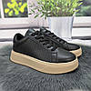 Кросівки жіночі HENGJI чорні шкіряні з перфорацією 4746, фото 6