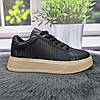Кросівки жіночі HENGJI чорні шкіряні з перфорацією 4746, фото 7
