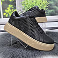 Кросівки жіночі HENGJI чорні шкіряні з перфорацією 4746, фото 2