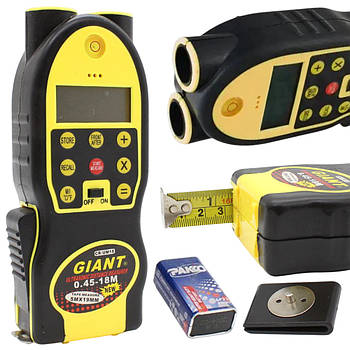 Ультразвуковий далекомір з дисплеєм 0,45-18м, від батарейки, CR-UM18 / Електронна рулетка / Цифровий далекомір