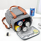 Термосумка 2 відділу сумка-холодильник для їжі портативна Сіра, фото 2