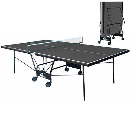 Тенісний стіл GSI Sport Compact Strong Gf-5 Настільний теніс для приміщень, офісу складаний Графіт, фото 1