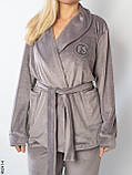 5241-4 Костюм домашній жіночий велюр з камінням (3 од: 42-44,46-48,50-52), фото 3