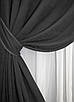 Комплект (2шт. 1,5х2,7м.) штор на люверсах з тканини мікровелюр Petek. Колір темно-сірий. Код 1495ш 37-0213, фото 5