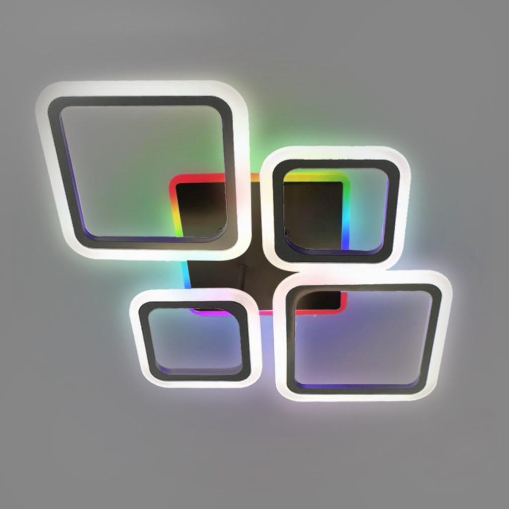 Люстра світлодіодна Led 95 Вт пультом керування до 16 м² (V LI8822-2+2 BK RGB), фото 1