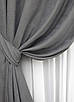 Комплект (2шт. 1,5х2,7м.) штор на люверсах з тканини мікровелюр Petek. Колір сірий. Код 1485ш 37-0214, фото 5