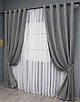 Комплект (2шт. 1,5х2,7м.) штор на люверсах з тканини мікровелюр Petek. Колір сірий. Код 1485ш 37-0214, фото 3