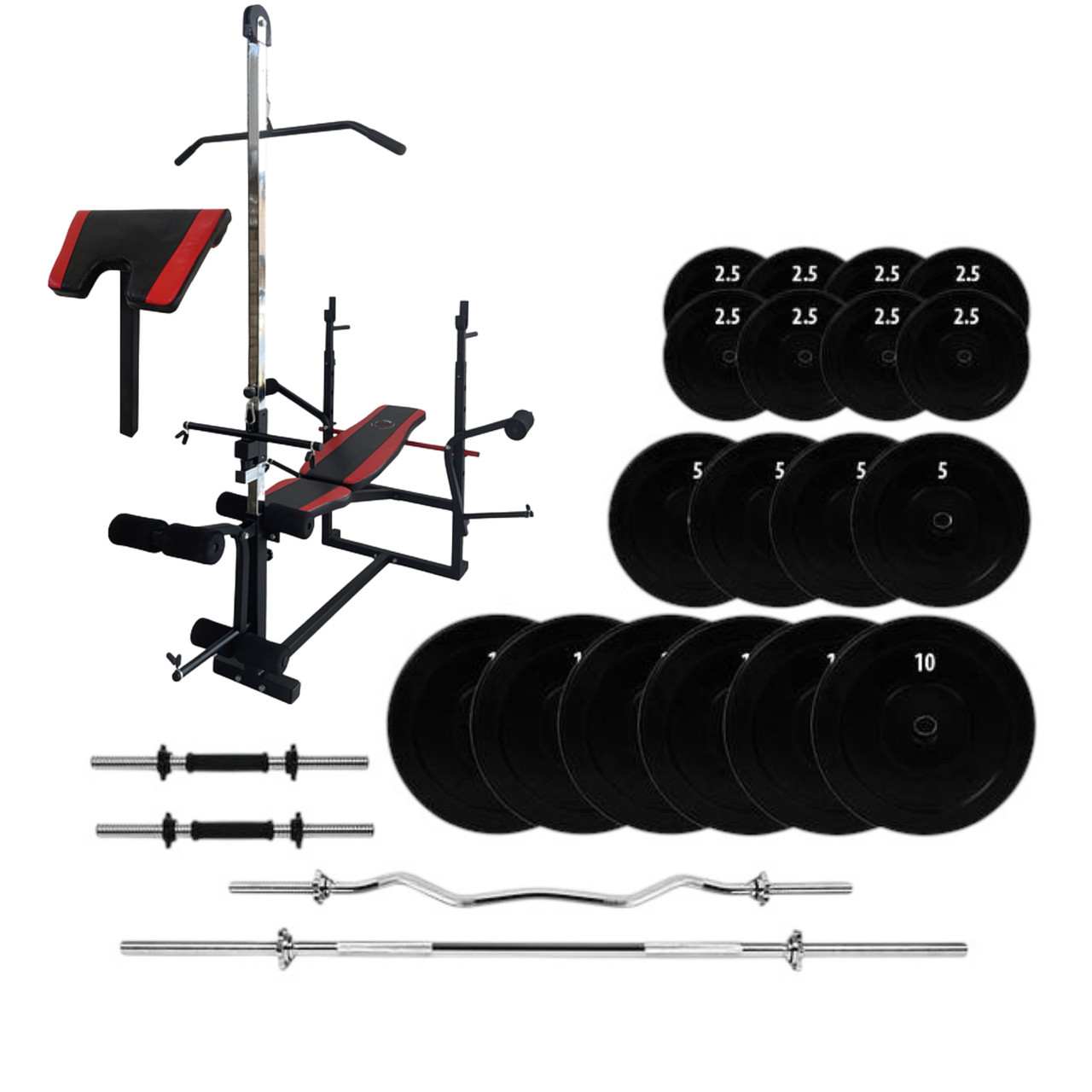 Силовий комплект: Лава WCG 0070 + Тяга + Бруси + Приставка Скотта + Штанга та гантелі 119 кг, фото 1
