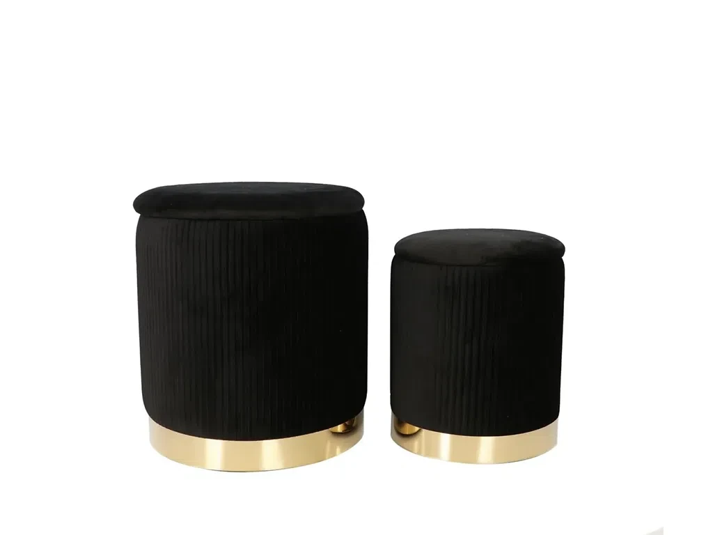 Набір із двох пуфиків P4-FX (чорний/золотий), фото 1
