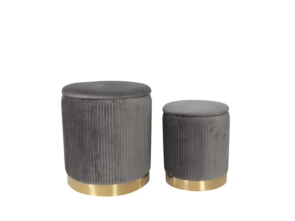 Набір із двох пуфок P4-FX (сірий/золотий), фото 1