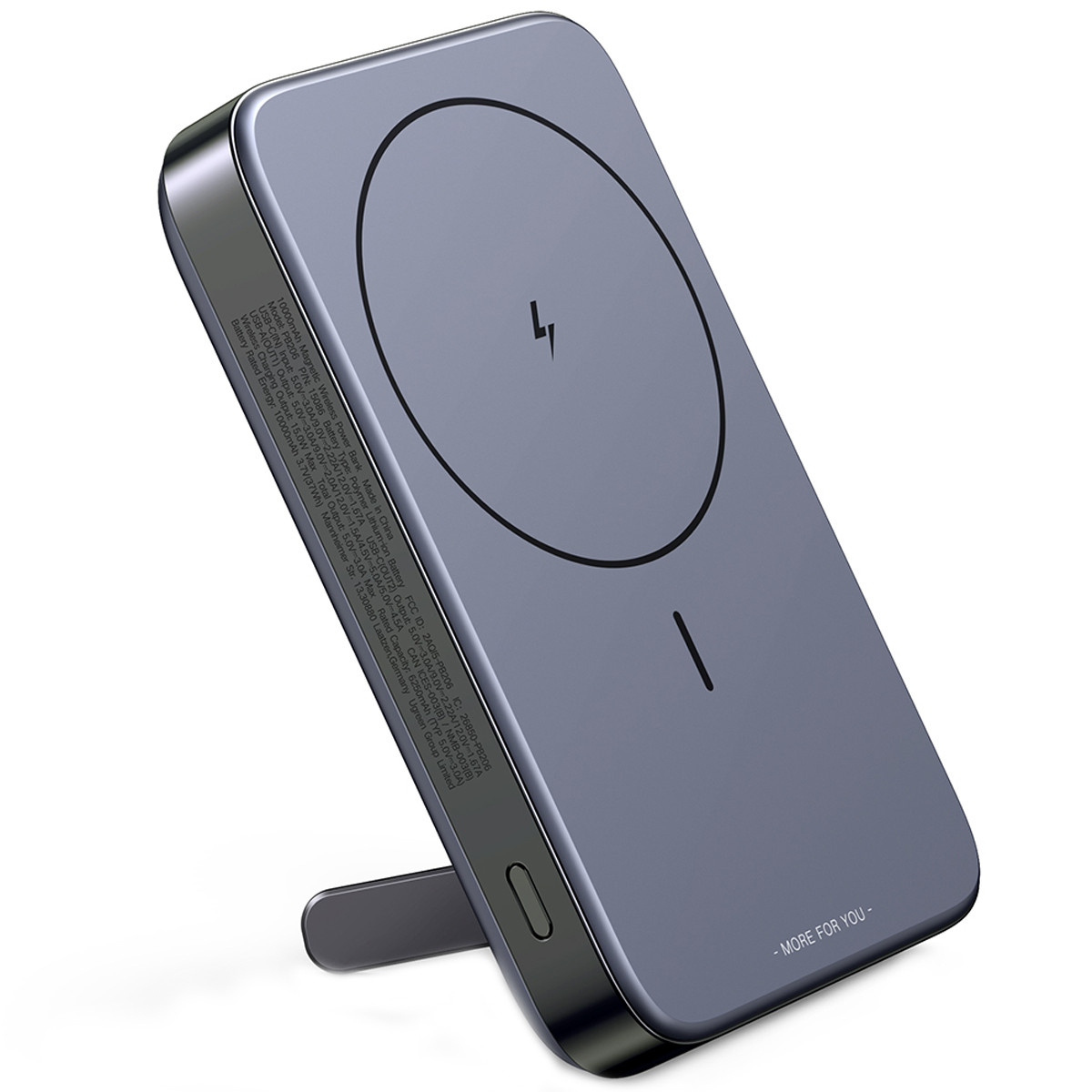 Зовнішній акумулятор повербанк з підставкою та MagSafe UGREEN PB206 10000mAh 20W Magnetic Wireless (сірий)