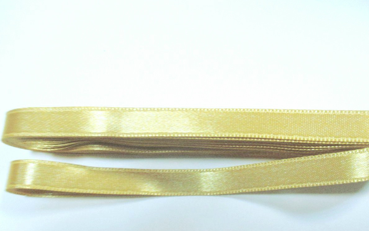 Стрічка атласна двостороння 1 см ( 10 метрів) золотисто-оливкова світла G-475