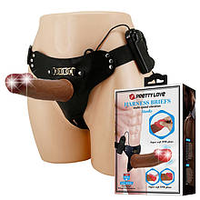 Порожнистий страпон для чоловіків з мультишвидкісною вібрацією Pretty Love Harness Briefs Stark
