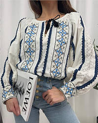 Вишиванка з кружевом та мережкою розміри S, M, L.