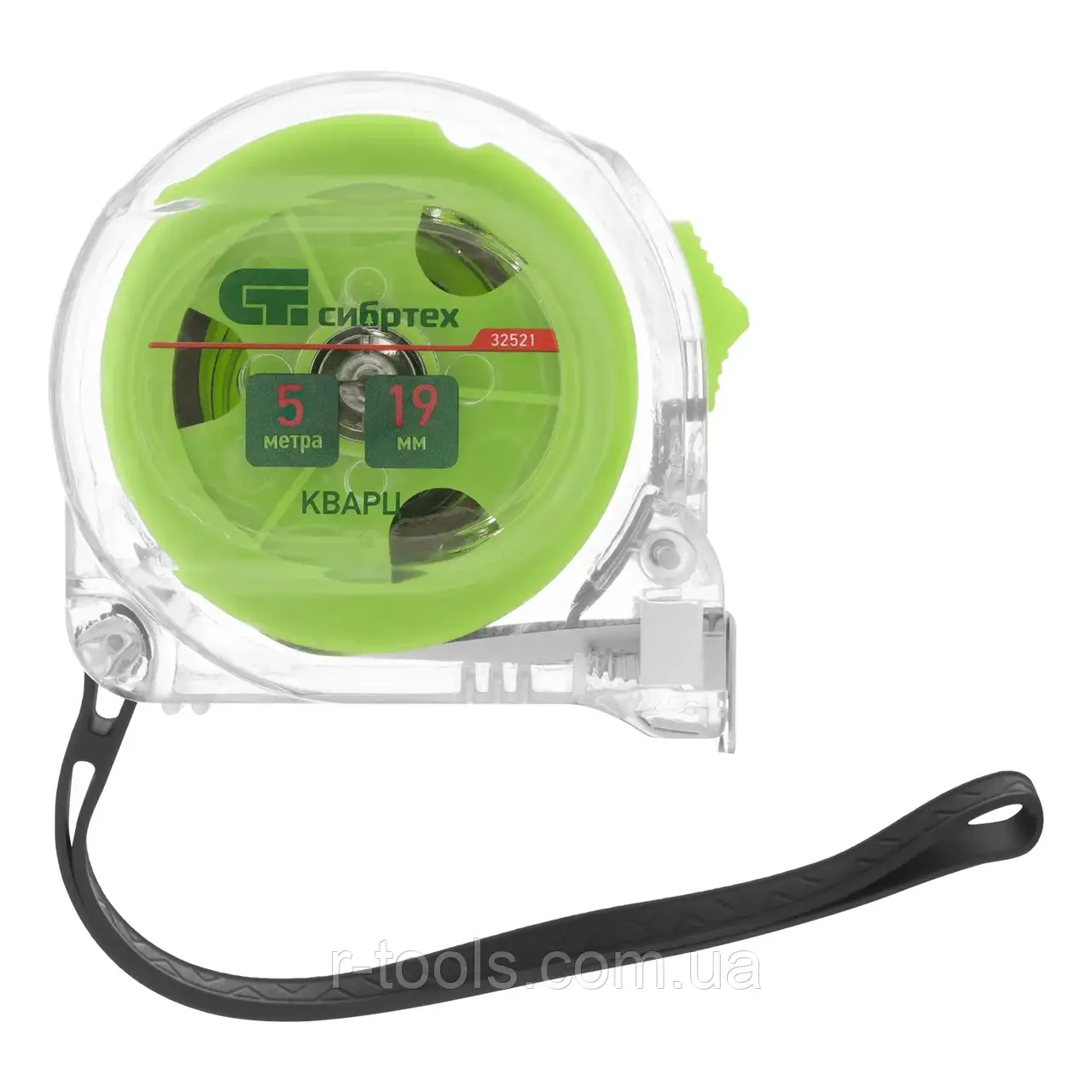 Рулетка Кварц прозорий корпус амортизатор 5 м х 19 мм 32521