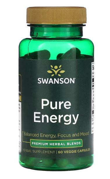 Чиста енергія- твій природний заряд енергії та витривалості, Pure Energy, Swanson, 60 рослинних капсул