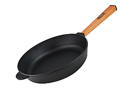 Чавунна сковорода Optima 280 х 60 мм Brizoll, Чорний, Шампур