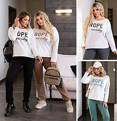 Жіночий двоколірний спортивний костюм із написом стильний легкий світшот і штани, чорний, коричневий, сірий