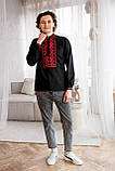 Чорна чоловіча вишиванка з червоною вишивкою , арт. 4271, фото 2