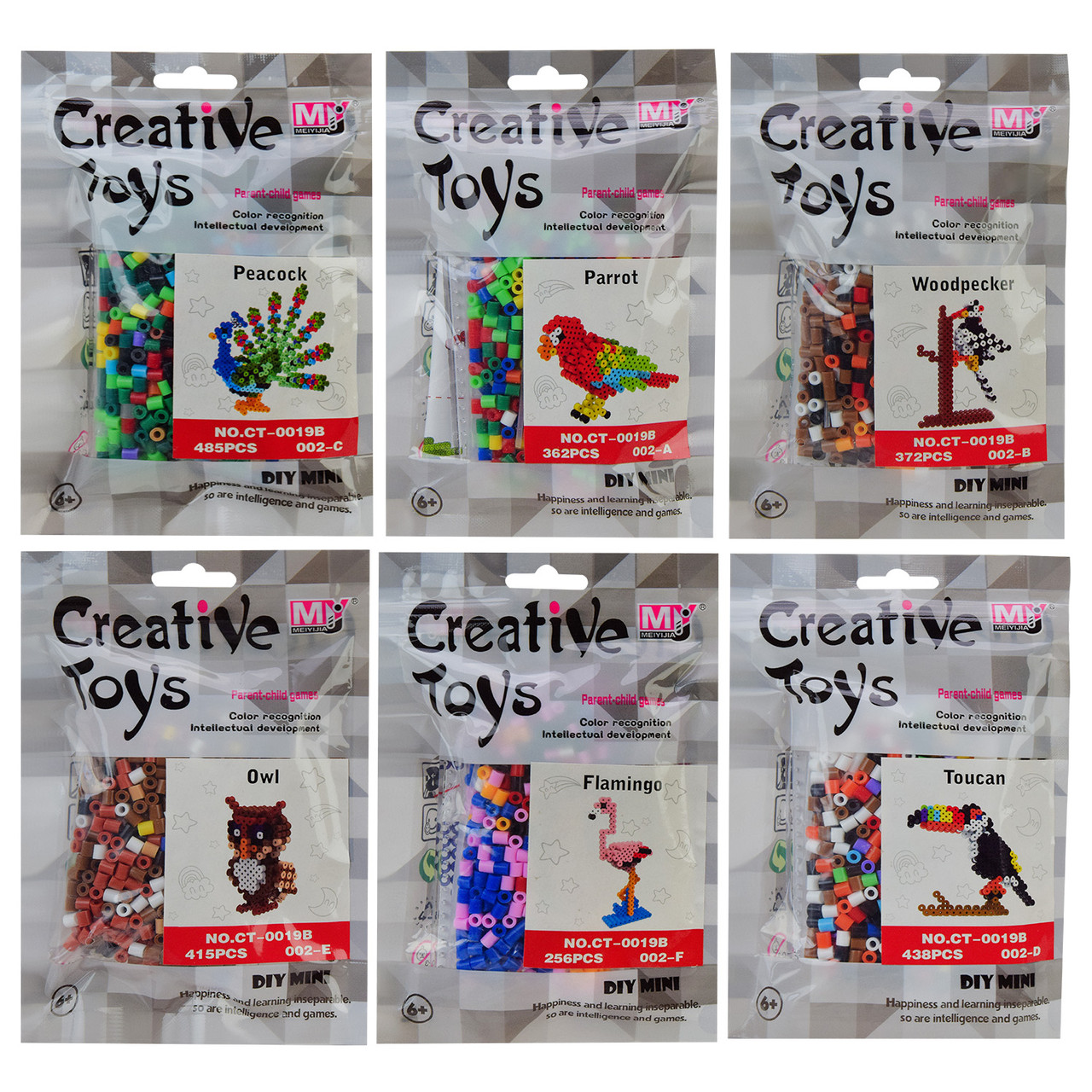 Тривимірна термомозаїка CT-0019B птиці 6 видів, фото 1