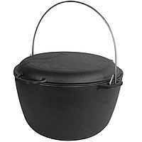 Казан чавунний туристичний 10 л з кришкою-сковородою