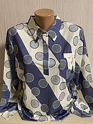 Блуза сорочка LIDA жіноча, чудова посадка, принт горох, довгий рукав на манжеті