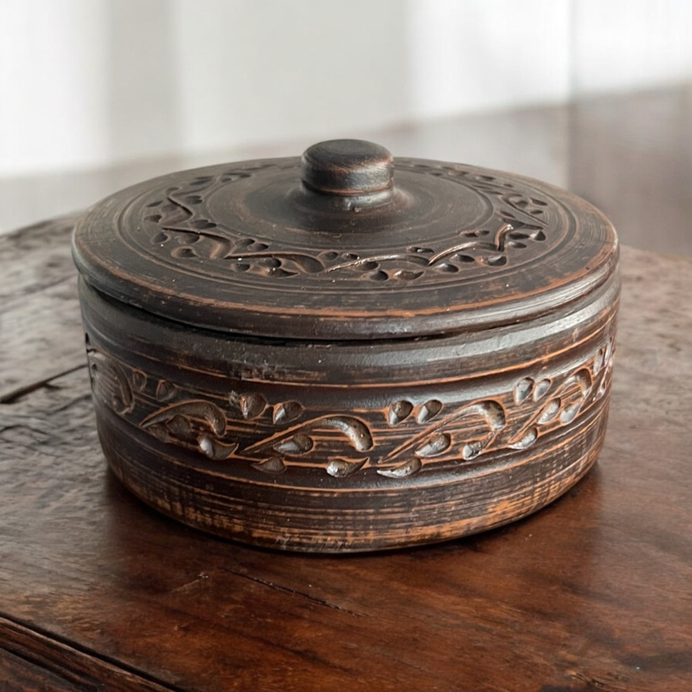 Банка з кришкою для сипучих 0.5л  бочечка гречаник з червоної глини