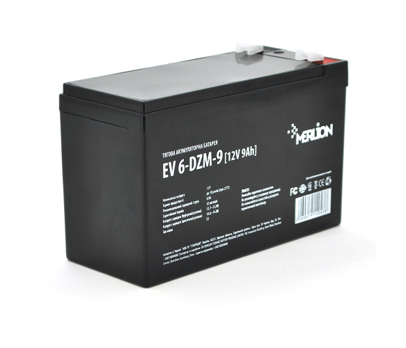 Тягова аккумуляторна батарея Merlion EV 6-DZM-9, 12V 9Ah F2 (151*65*93),2.4 kg Q10