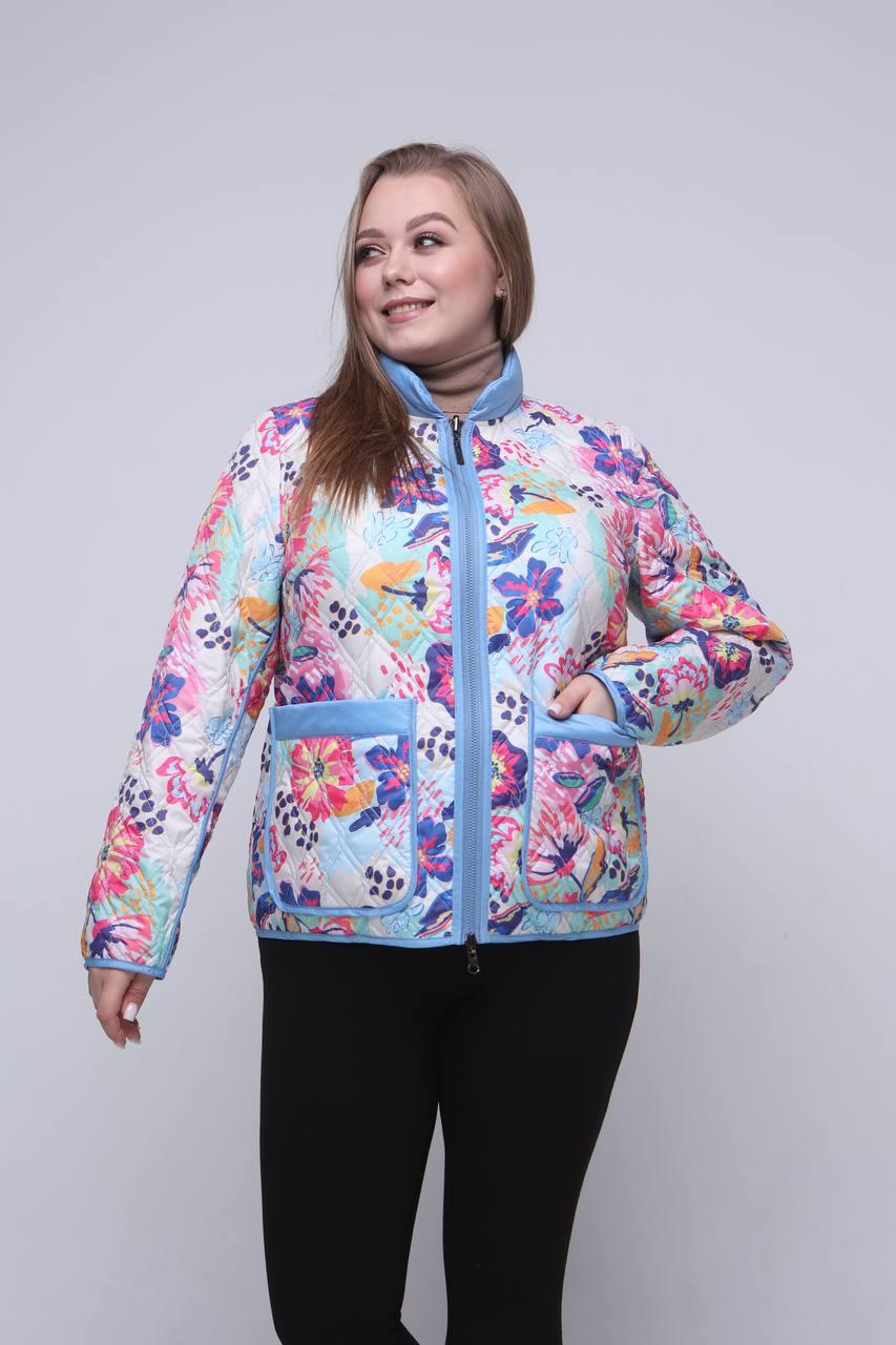 Жіноча весняна куртка великого розміру 48,50,52,54,56,58,60 бірюзовий, фото 1
