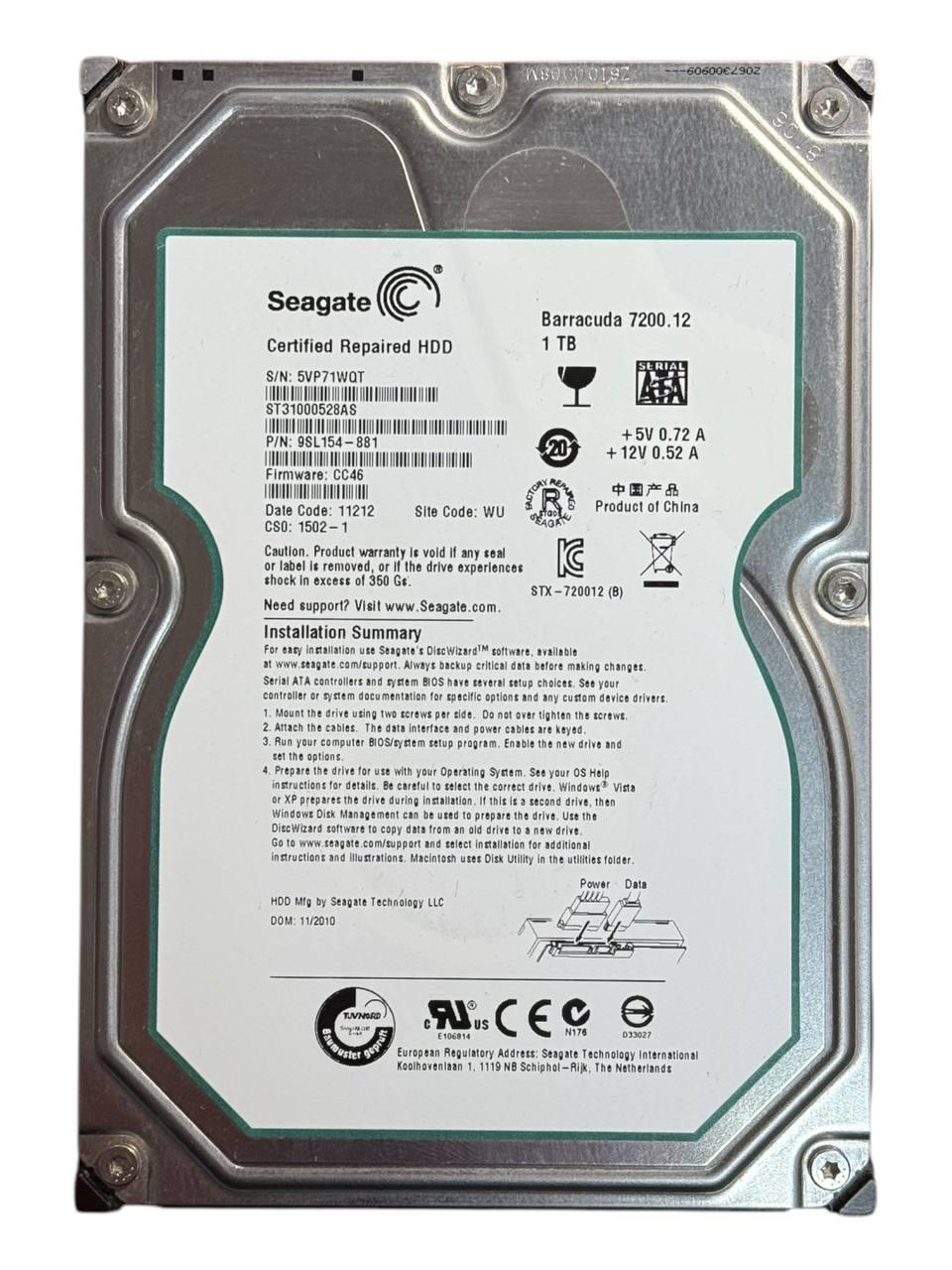 Жорсткий диск 3.5" 1TB Seagate | ST31000528AS | 7200 об/хв | 32 MB | SATA II Б/В