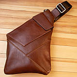 Стильна шкіряна чоловіча сумка через плече GRANDE PELLE 11358 Коричневий, фото 8