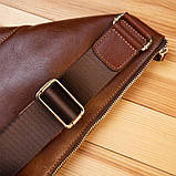 Стильна шкіряна чоловіча сумка через плече GRANDE PELLE 11358 Коричневий, фото 9