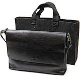 Шкіряна чоловіча прямокутна сумка GRANDE PELLE 11429 Чорний, фото 7