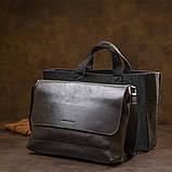 Шкіряна чоловіча прямокутна сумка GRANDE PELLE 11429 Чорний, фото 10