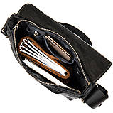 Практична шкіряна чоловіча сумка GRANDE PELLE 11431 Чорний, фото 4