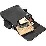 Практична шкіряна чоловіча сумка GRANDE PELLE 11431 Чорний, фото 5