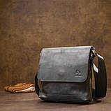 Практична шкіряна чоловіча сумка GRANDE PELLE 11431 Чорний, фото 7