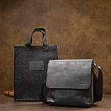 Практична шкіряна чоловіча сумка GRANDE PELLE 11431 Чорний, фото 9